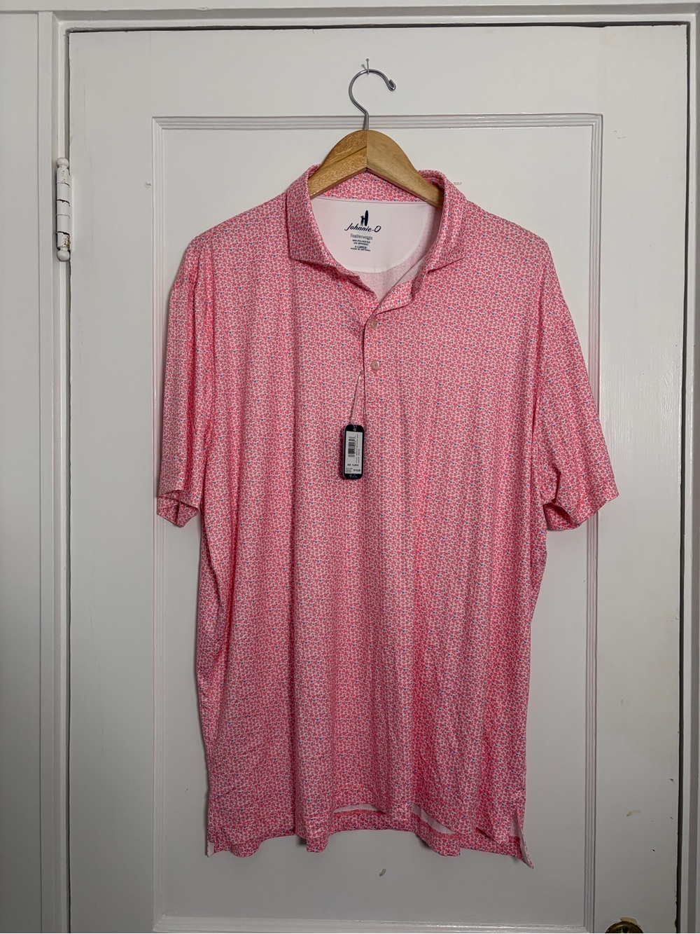 johnnie-O Featherweight Pink Microprint Polo Shirt